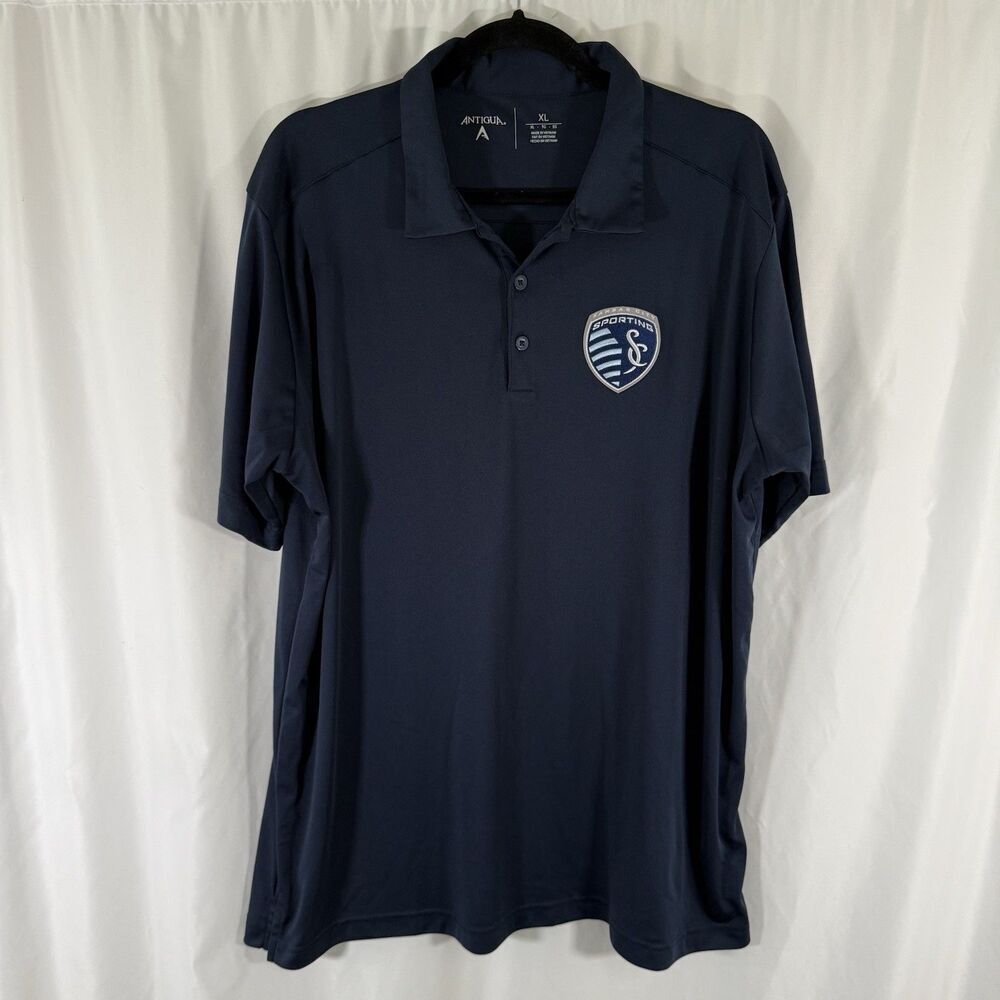 Sporting Kansas City Polo Shirt Men's XL Blue Short Sleeve Antigua Polyester